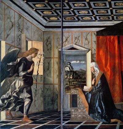 受胎告知（復元前） 作： Giovanni Bellini